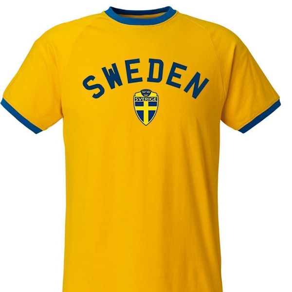 Sverige T-shirt med Sweden tryk med Sverige mærke Ringer trøje Yellow S Yellow s