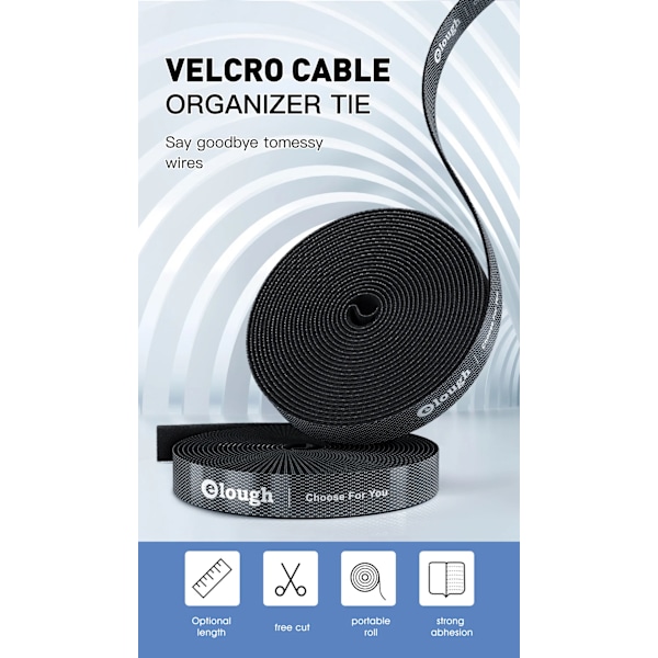 Elough Kardborreband Kabelorganiserare USB-Kabelvinda Hantering nylon Fri Klippband Mus hörlursladd Kabelskydd