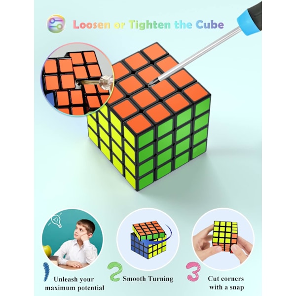 4x4 Speed Cube, 4x4x4 Hurtig Cube Superholdbar Dekal med Levende Farver (4x4x4) 4x4x4 4x4x4 3x3x3