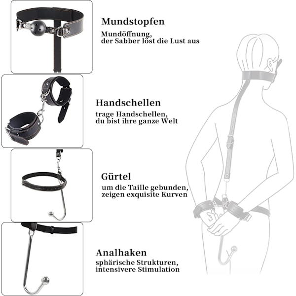 Bondage-sett med anal ball, BDSM-sett med ballknebler