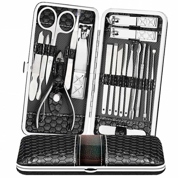 Pedikyr Manikyr Nagelklippare Set, 18-Delars Nagelbandsskjutare-XM2-