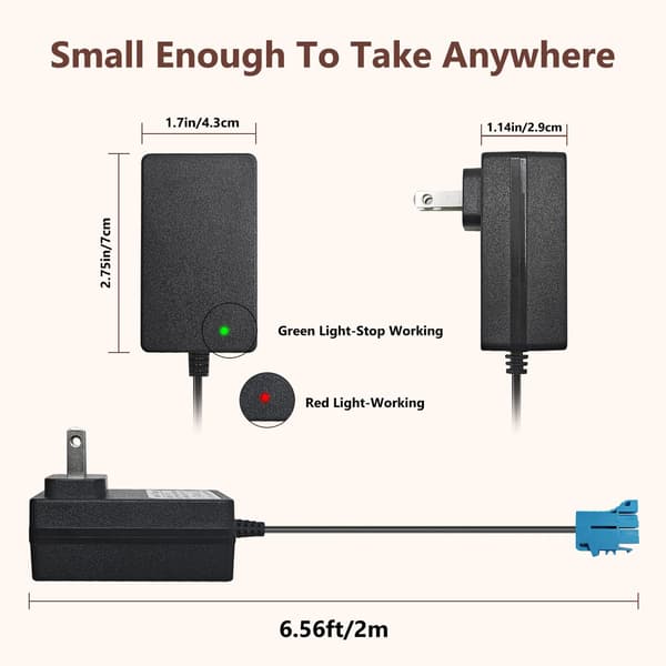 12V batterilader for Peg Perego Ride-On leker, erstatningsstrømadapter med sikker ladebeskyttelse