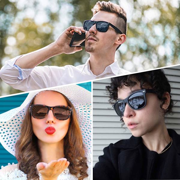 Firkantede polariserede solbriller Herre Dame UV-beskyttelse Unisex