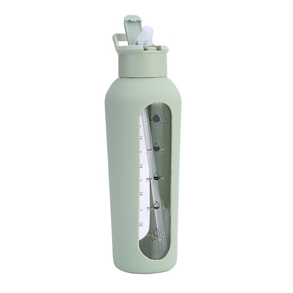 Lasinen vesipullo oljella ja kansi-kahvalla Vesipullot juoma-aikojen ja oljen kanssa 700ml