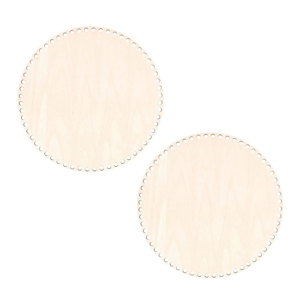 2x 30cm Naturlig Trekurvbunn Med Hull, Sirkelformet Tom Trebase For DIY Strikking Hekling Veske