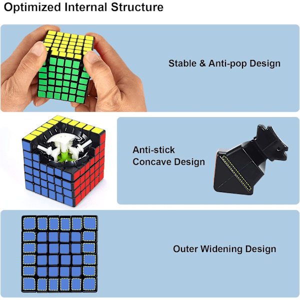 6x6 Speed Cube, 6x6x6 Kuutio erittäin kestävillä ja eloisilla väritarroilla (6x6x6) 6x6x6 6x6x6 3x3x3