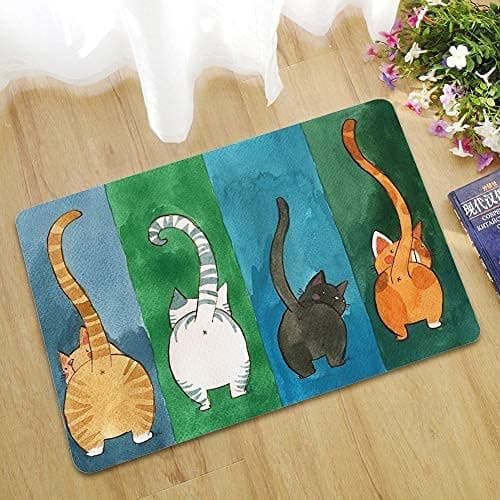 Welcome Doormat, Cat Pattern Welcome Doormat, Non-Slip Doormat-FM-