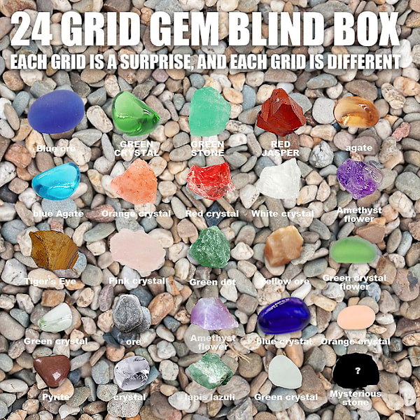 24 Dages Julekalender med Ædelstene og Krystaller til Healing - Julegave Advent Blind Box
