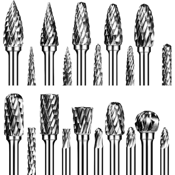 Hårdmetalbor, formslipar, sæt st 1/8\" skaft dobbelt skåret wolframkarbid roterende sæt kompatibelt med Dremel til metaludskæring i træ
