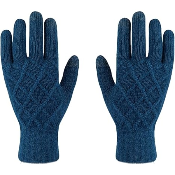 Dam Vinterstickade Handskar Touchscreen Textning Fleece Vantar