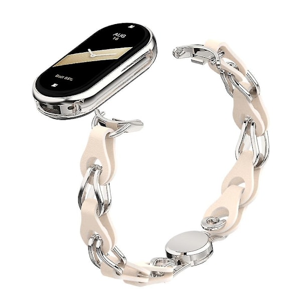 Xiaomi Smart Band 8 magneettinen ranneke aitoa hiilikuitunahkaa + alumiiniseosketju 2746