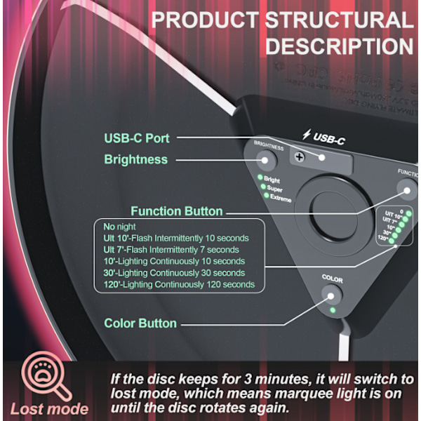 Laddningsbar LED-Frisbee - 175G-RGB - Smartläge - Automatisk Tändning - Rolig Present till Födelsedagar och Camping - Slumpmässiga UFO-Mönster Three Colors