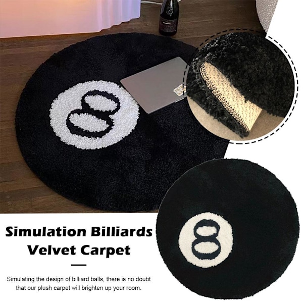 S-JIANG Simuleret Billard 8 Ball Matta Rund Tufting Bløde Stole blackA 60*60cm