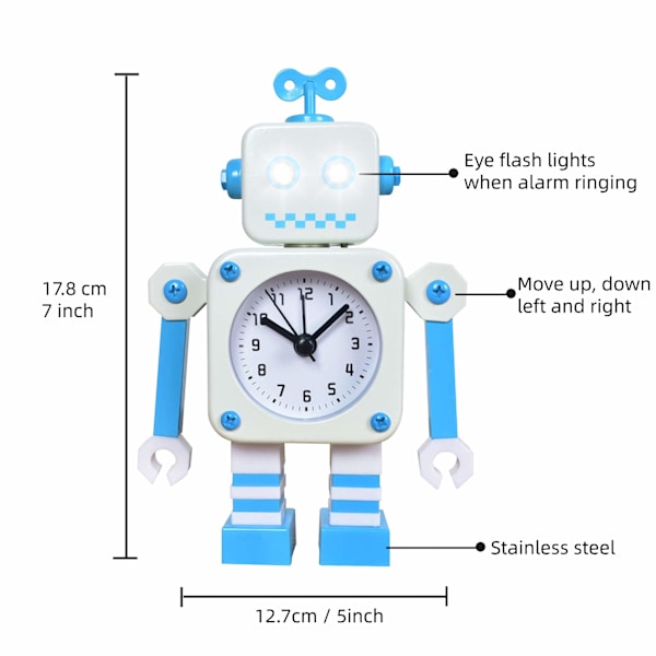 Robot Väckarklocka, Rostfritt Metall Icke-Tickande Väckarklocka