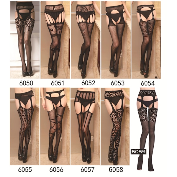 2-PAKKE Sexy nettstrømper for kvinner strømpebukser høye strømper nettstrømper-KK1- 6078 black