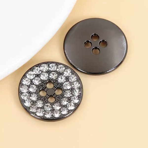 Metall Strass Knappar Skjortknappar SVART 23MM10ST 10ST svart black 23MM10pcs-10pcs