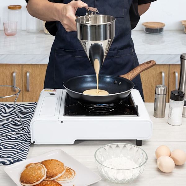 Pannkagedej Dispenser i Rustfrit Stål med Stativ til Kager, Donuts, Cupcakes, Pannkager, Bagning