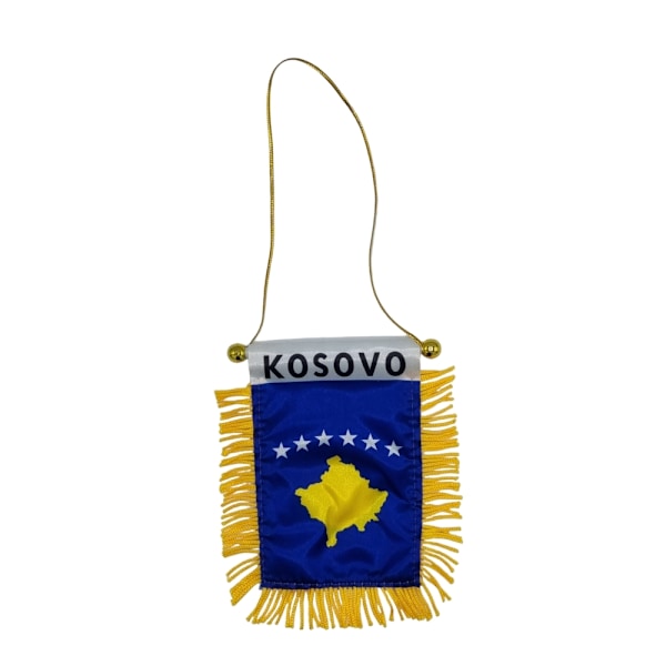 Riippuva lippu auton taustapeiliin imukupilla Kosovo