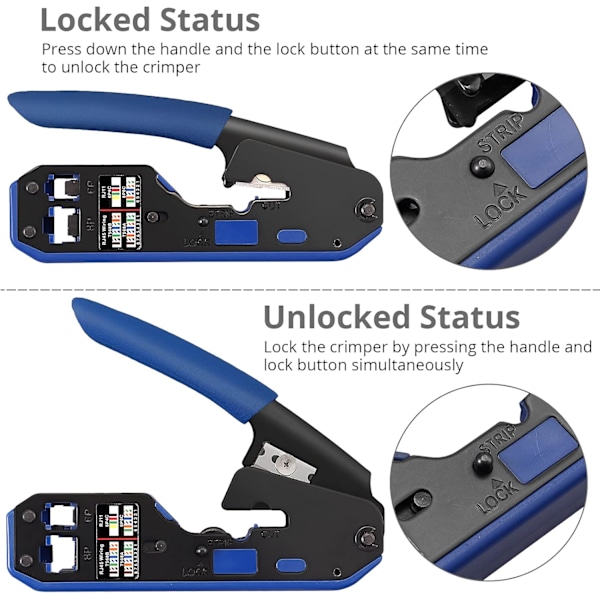 RJ45 Krympverktygsset Nätverkskrympverktyg med 50 st RJ45 Cat6