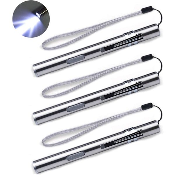 3-pack Uppladdningsbara Mini USB LED Ficklampor Rostfritt Stål-XM2-
