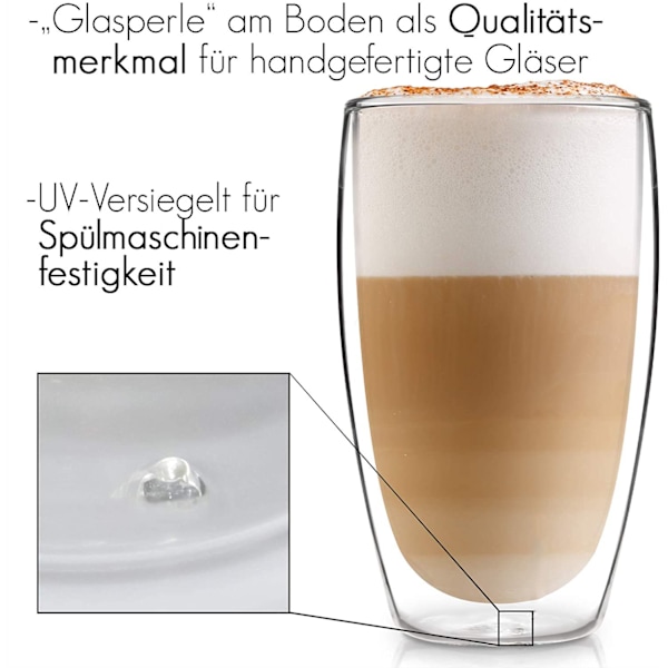 GLASWERK design latte macchiato glas (4 x 330 ml) - dubbelväggigt