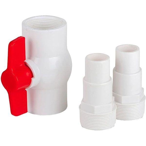 AR512 On/Off Ventiladapter för 38mm och 32mm Diameter Slang, Kulventil med T-Handtag, Avstängningsadapter för Poolvatten