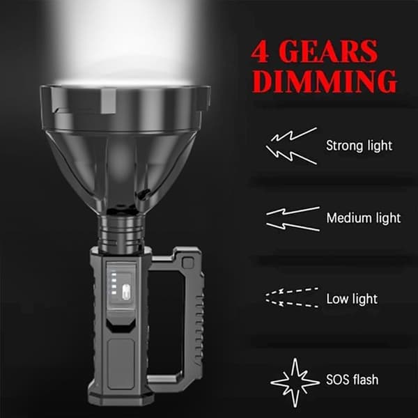 Flashlight 200000 Lumen Rechargeable, 200000 Lumen Flashlight, Strongest Flashlight, World's Strongest Flashlight, Flashlight 200000 Lumen (Large)-FM-