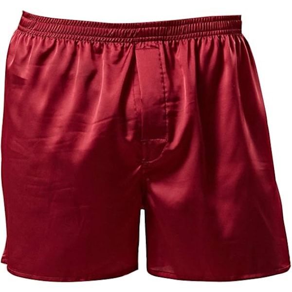 Mænds Satin Boxer Shorts Silke Pyjamas Bukser Lounge Sovshorts Rød Red 2XL