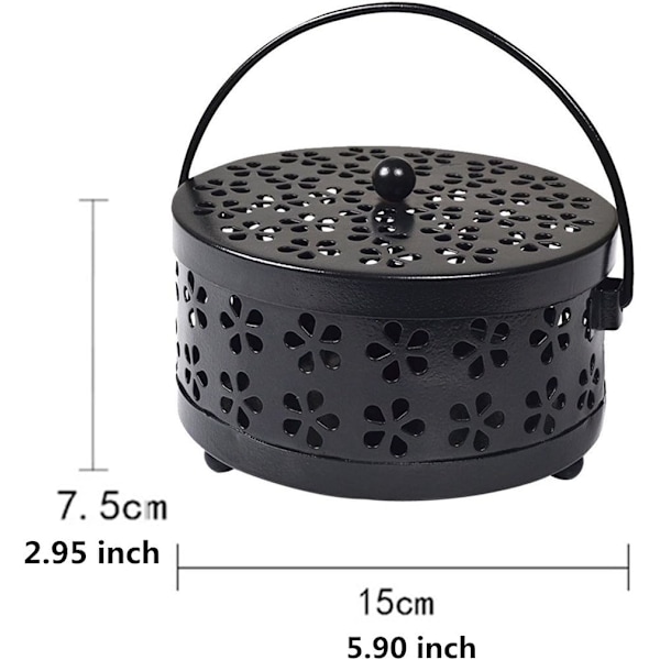Flytbar Myggespiralholder Klassisk Metal Røgelsesholder (Sort)