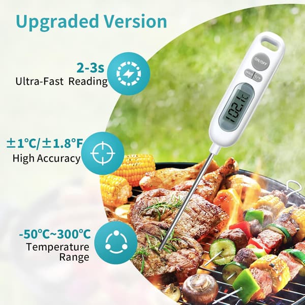 Stegetermometer, 141 mm lang stegeprobe digitalt termometer til grill, bagværk, kød, sukker, væsker{MK}