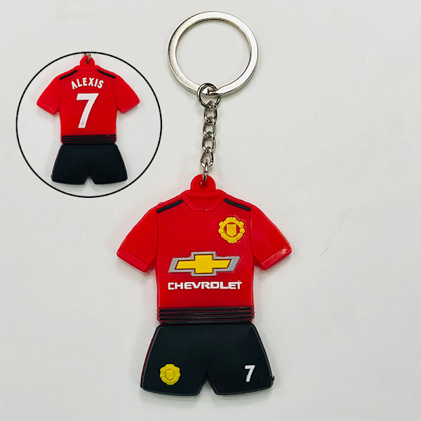 Gos- Football Club World Cup National Team Emblem PVC Mini Jersey Nøglering No. 7 Sanchez