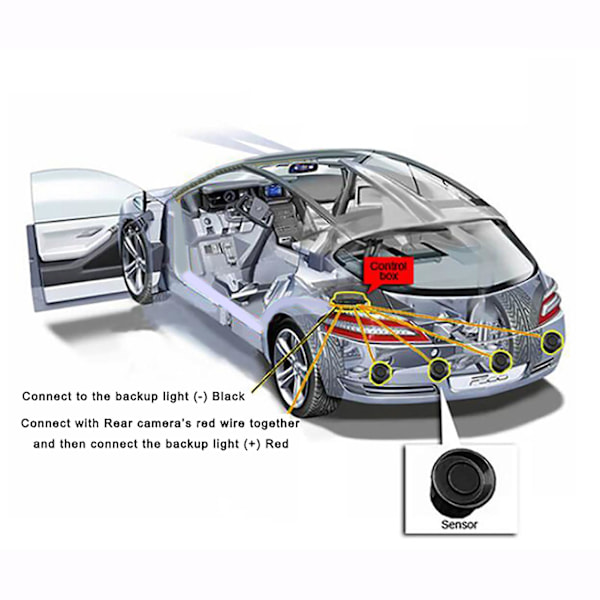 Parkeringsensorer til biler, bilparkeringssensorsystem med 4 sensorer, radar-kit, trådløs bakkamera, LCD-alarm, summer
