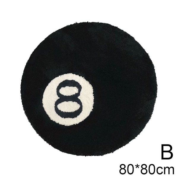 S-JIANG Simuleret Billard 8 Ball Matta Rund Tufting Bløde Stole blackB 80*80cm