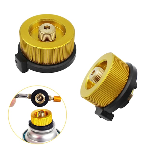 2 ST Gyllene Camping Gasadapter Utomhus Camping Kök Gasflaskadapter Delad Brännare Ugn Gaskontakt för Vandring och Camping Gasbrännare