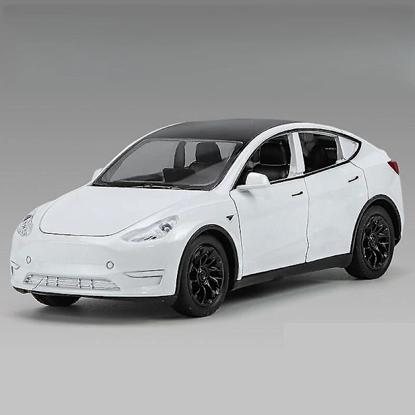 1/32 Tesla Model Y SUV Leikkiauto Malli Valettu Metalli Miniatyyri Ääni & Valo Vetotakaisin 1:32 Kokoelma Lahja Pojalle Lapselle White