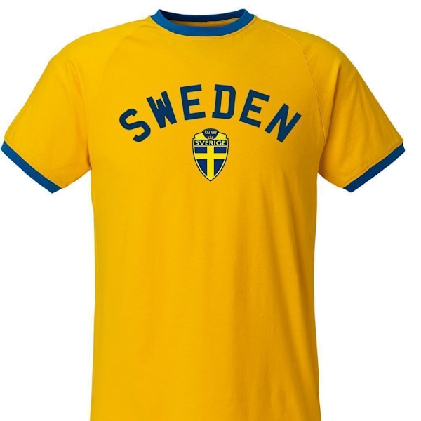 Sverige T-skjorte med Sweden trykk og Sverige merke Ringer trøye Gul L Yellow l