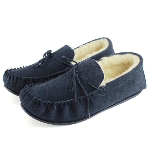 Eastern Counties Leather Herr Joel Mokasiner i semsket skinn 3 Marineblå Navy-KK1- Navy 3 UK