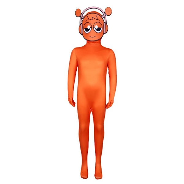 Sprunki Incredibox Barn Jumpsuit med Hette Kostyme Langermet Glidelås Playsuit for Voksen & Barn Oransje Orange 120cm