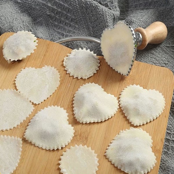 Ravioli Kutterstempler Med Hjerteformet Form med Trehåndtak-XM2-