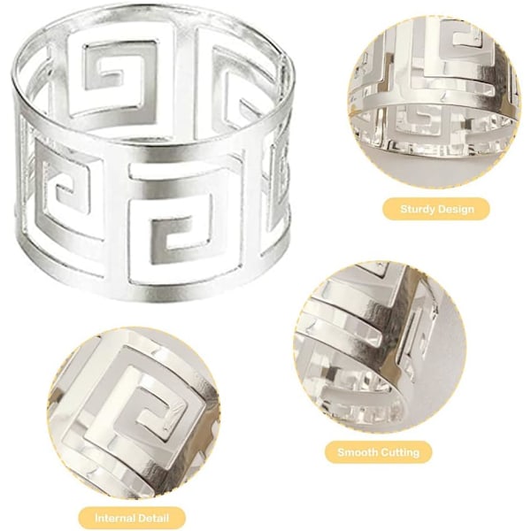 8 stk. Servietspænder, Metal Servietring, Servietringholder