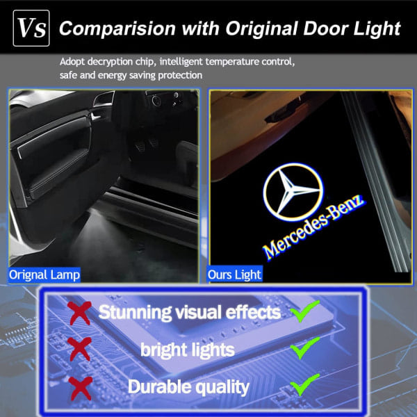 4ST LED-billogolys 3D Ghost Shadow Light Opgraderet velkomstprojektor til ABCEMG AMG GL GLA GLC GLE GLS Klasse W166 W176 W205 W212