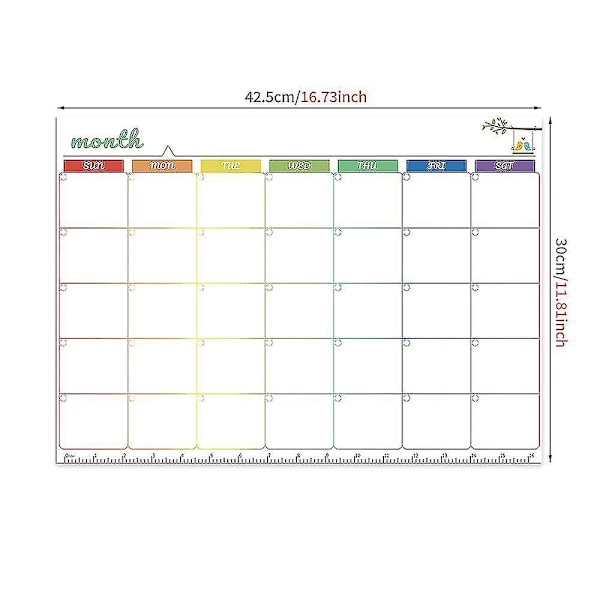 42,530 cm Månadsplanerare Whiteboard Kalender Månadsplanerare För Vägg, Avtorkningsbara Planeringstavlor