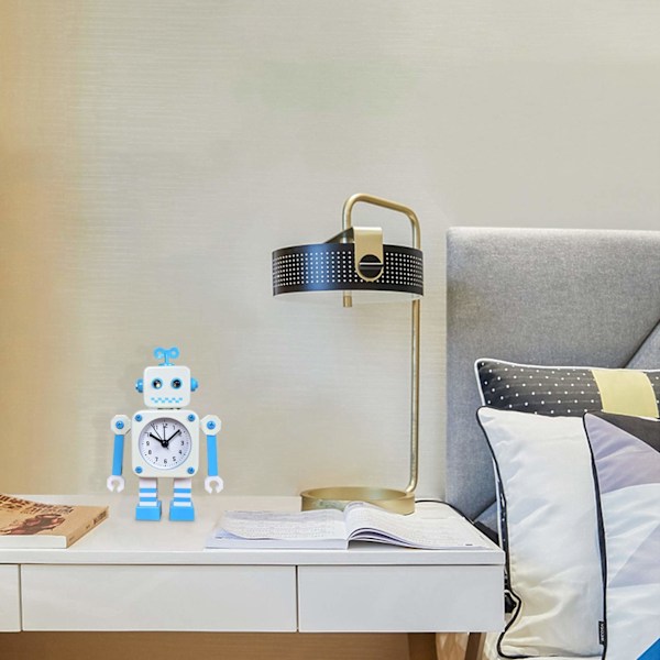 Robotvekkerklokke, rustfritt metall, tikker ikke