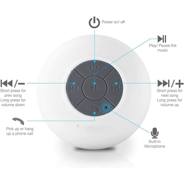 Duschhögtalare Bluetooth Vattentät Vattenresistent Handsfree-XM2-