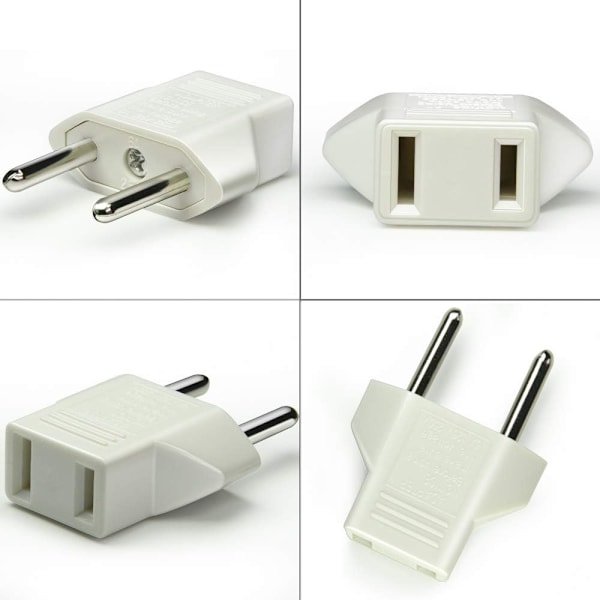 US til EU-adapter, [6-pakning] 2-pin CN Kina US-Amerika til 2-pin EU