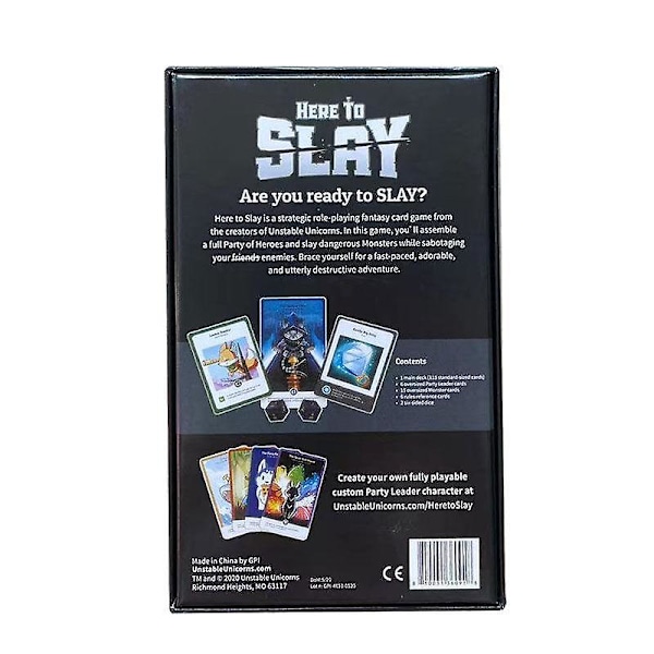 Engelsk version av Here To Slay - Här för att slåss - Casual Party Card Game Multiplayer Strategispel