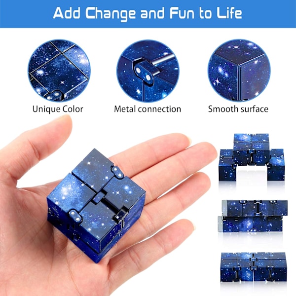 2 Stk. Infinity Cube Uendelige Fidget Legetøj Mini Cube Puslespil Cube Finger Fidget Legetøj til Stress og Angst Lindring Afslappende Legetøj (Blå Stjernehimmel)