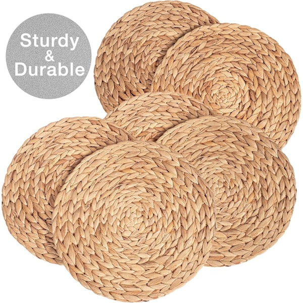 6 kpl PYÖREÄ Vesihyasintti PÖYTÄTABLETTI 30 cm (12 tuumaa) Laadukas Kudottu