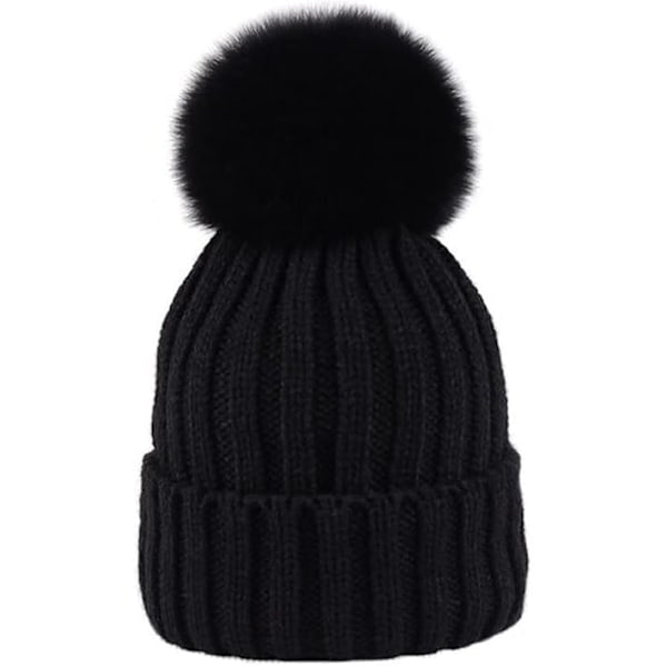 Dame Pige Vinter Beanie Hue, Varm Strikket Hue Fleeceforet Skull-XM2-