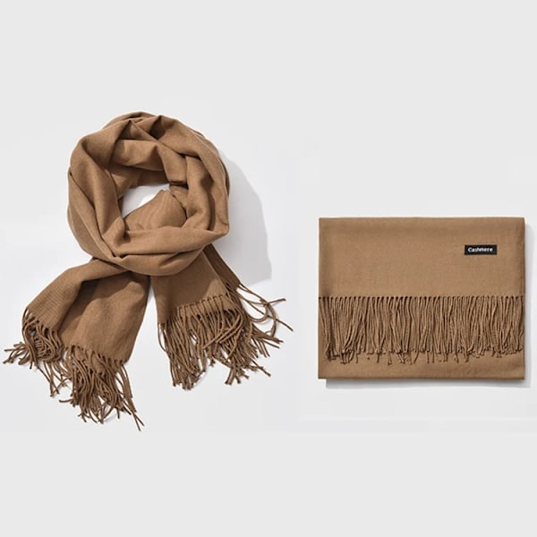 Brun/Beige Viskose Sjal - Kaffe Mørk brown